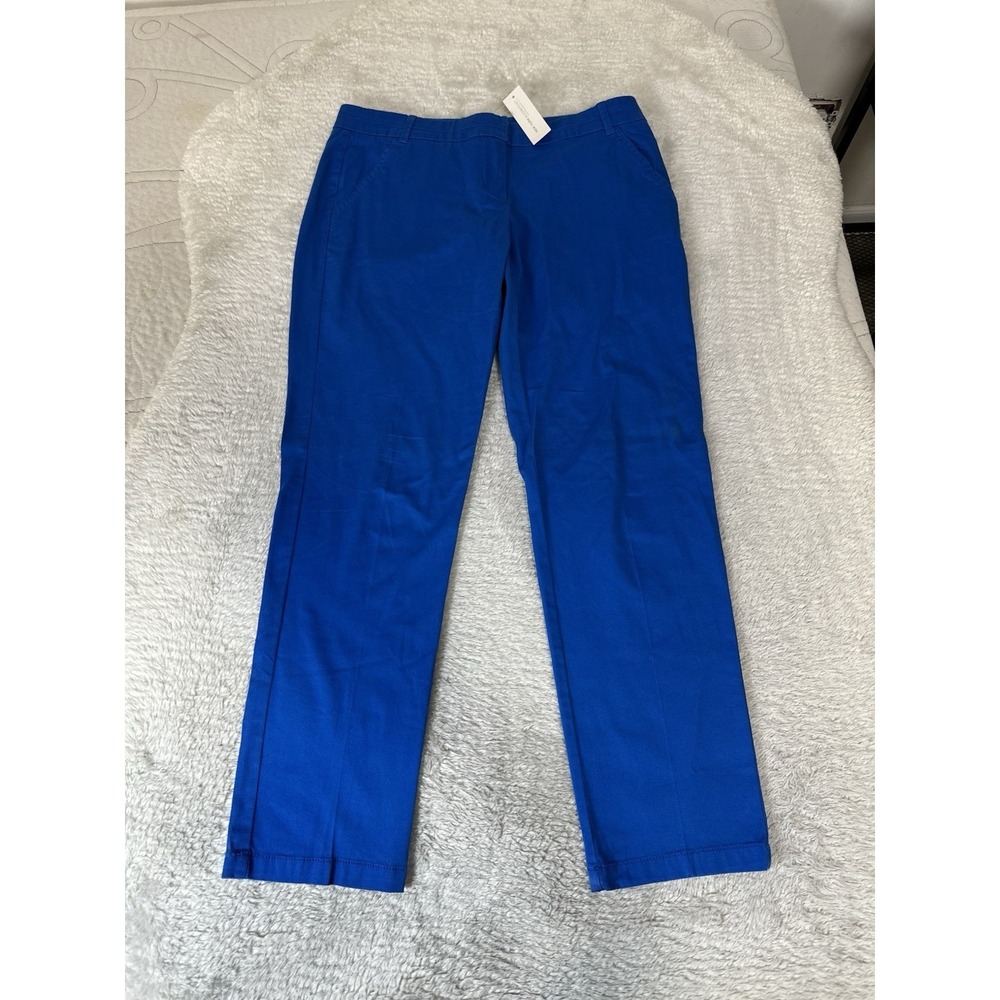 New York And Company Blue Straight Mid Rise Pants Size 4 Trousers Stretch NWT